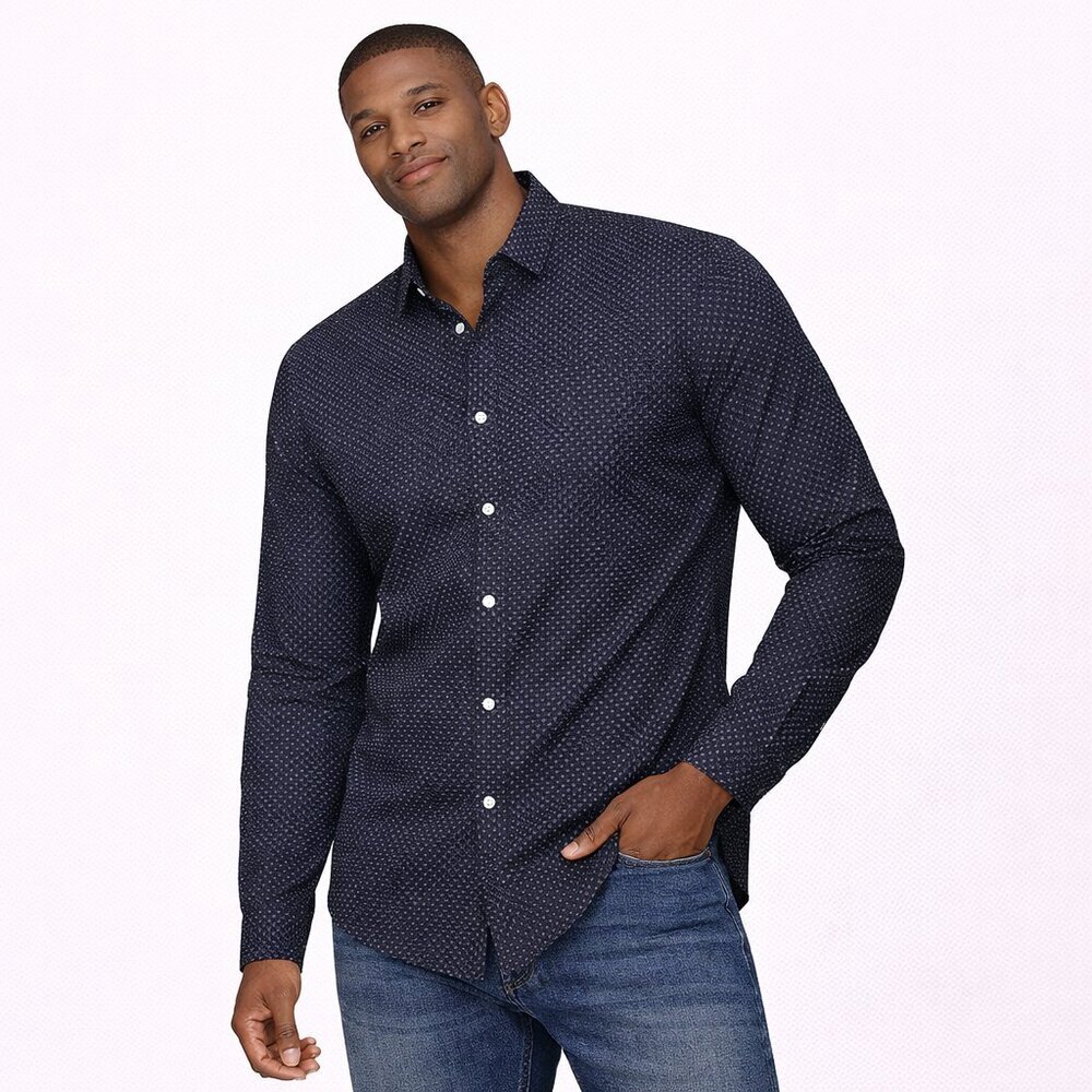 H&M slim fit shirt navy blue and white polka dot Size: XXL.